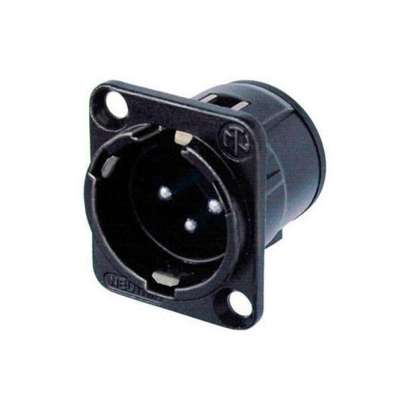 Connettore XLR maschio da pannello 3 poli PCB, metallo nero, oro - NEUTRIK NEU-NC3MD-V-B