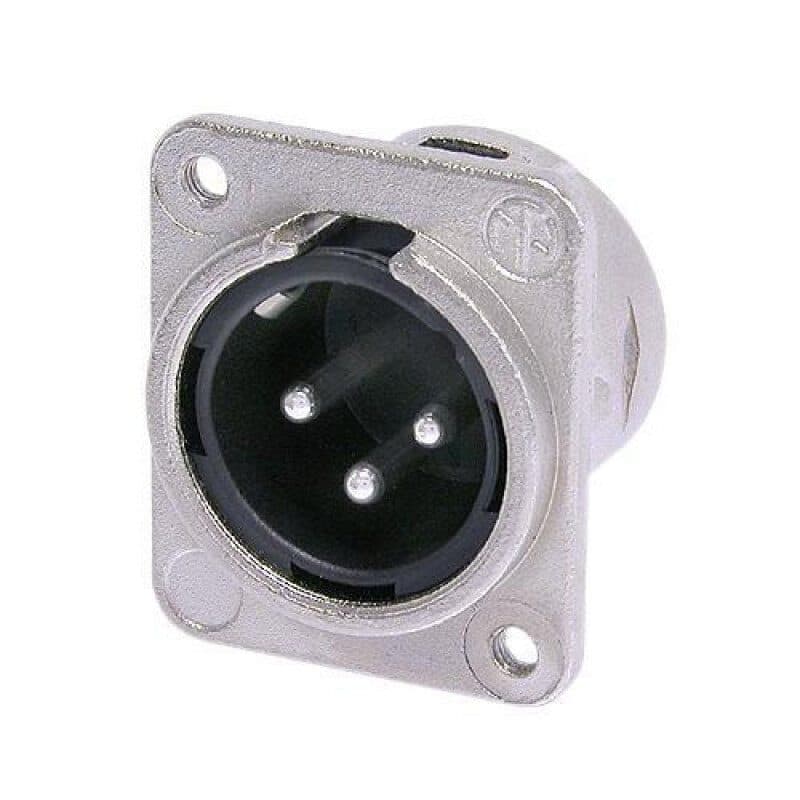 Connettore XLR maschio 3 poli da pannello M3 serie DL nickel - NEUTRIK NEU-NC3MDM3-L-1