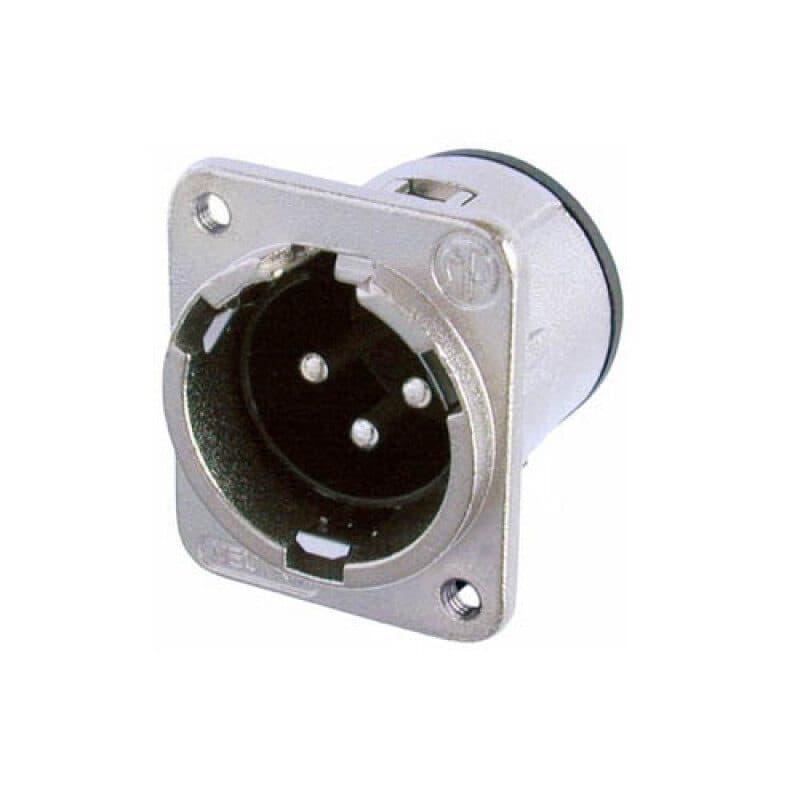 Connettore XLR maschio da pannello 3 poli PCB, fori M3, nickel - NEUTRIK NEU-NC3MDM3-V