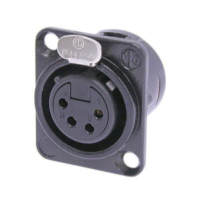 Connettore XLR femmina 4 poli da pannello DL metallo nero contatti argento - NEUTRIK NEU-NC4FD-L-BAG-1