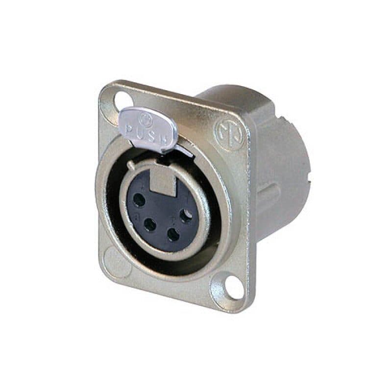 Connettore XLR femmina 4 poli da pannello nickel argento - Neutrik NEU-NC4FD-LX