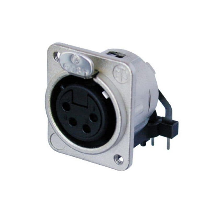 Connettore XLR femmina 4 poli da pannello PCB disass. M3 nickel - Neutrik NEU-NC4FDM3-H-D