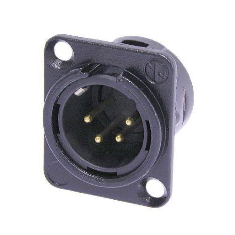 Connettore XLR maschio 4 poli da pannello nero contatti oro - Neutrik NEU-NC4MD-L-B-1