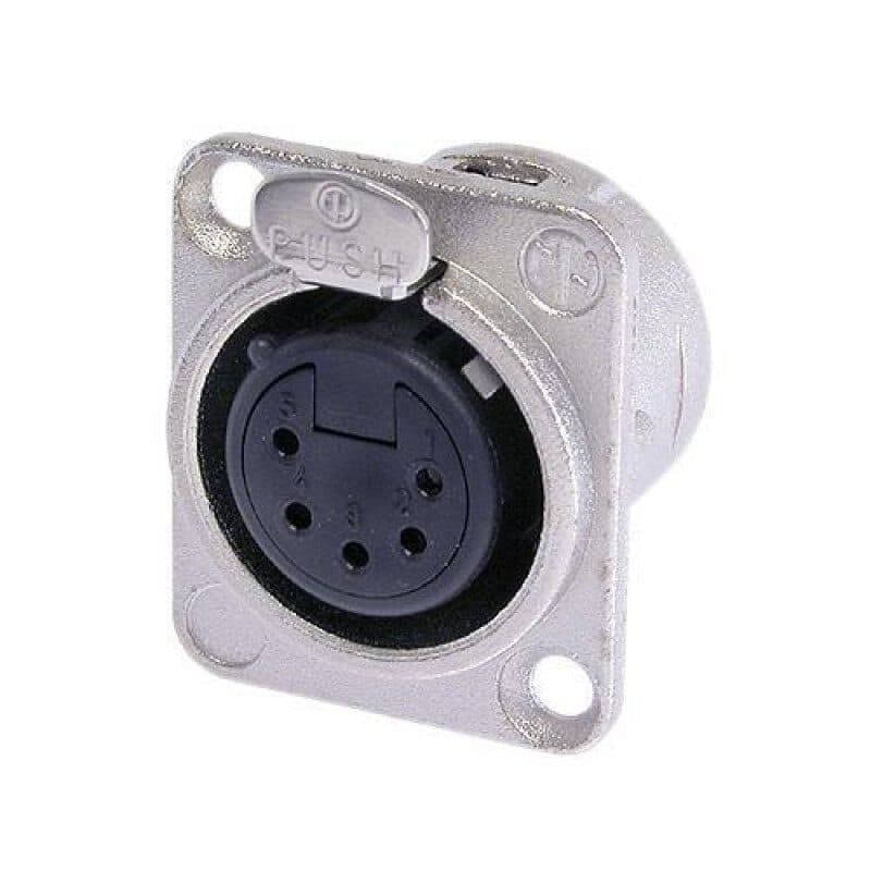 Connettore XLR femmina 5 poli da pannello nickel argento - Neutrik NEU-NC5FD-L-1