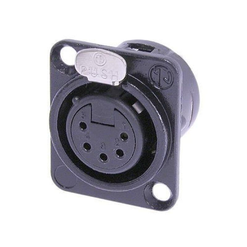 Connettore XLR femmina 5 poli da pannello nero contatti oro - Neutrik NEU-NC5FD-L-B-1