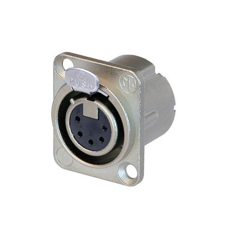 Connettore XLR femmina 5 poli da pannello nickel serie DLX - NEUTRIK NEU-NC5FD-LX