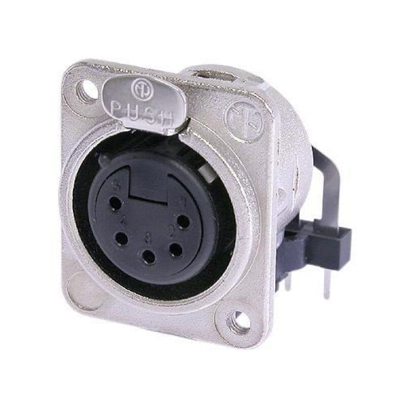 Connettore XLR femmina 5 poli da pannello PCB M3 nickel - Neutrik NEU-NC5FDM3-H