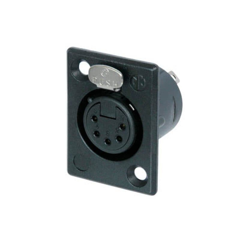 Connettore XLR femmina 5 poli da pannello nero oro Serie P - NEUTRIK NC5FP-B-1