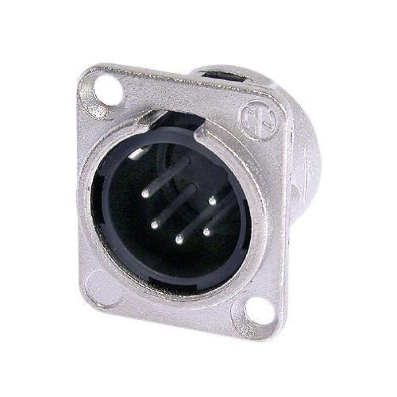 Connettore XLR maschio 5 poli da pannello nickel argento - Neutrik NEU-NC5MD-L-1