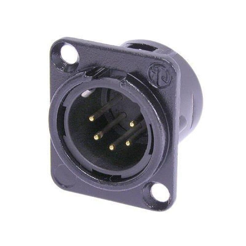 Connettore XLR maschio 5 poli da pannello nero contatti oro - Neutrik NEU-NC5MD-L-B-1