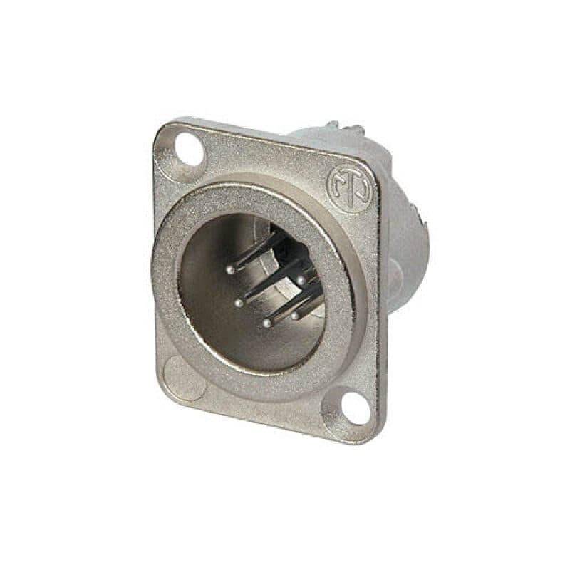 Connettore XLR maschio 5 poli da pannello nickel serie DLX - NEUTRIK NEU-NC5MD-LX