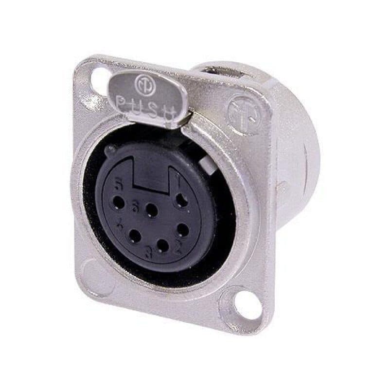 Connettore XLR femmina 6 poli da pannello nichel argento - NEUTRIK NEU-NC6FD-L-1