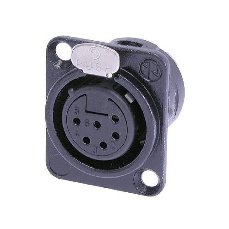 Connettore XLR femmina 6 poli da pannello nero contatti oro - NEUTRIK NEU-NC6FD-L-B-1