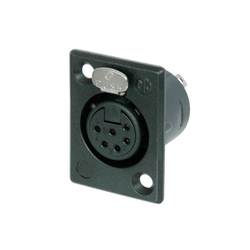 Connettore XLR femmina 6 poli da pannello nero oro Serie P - NEUTRIK NC6FP-B-1
