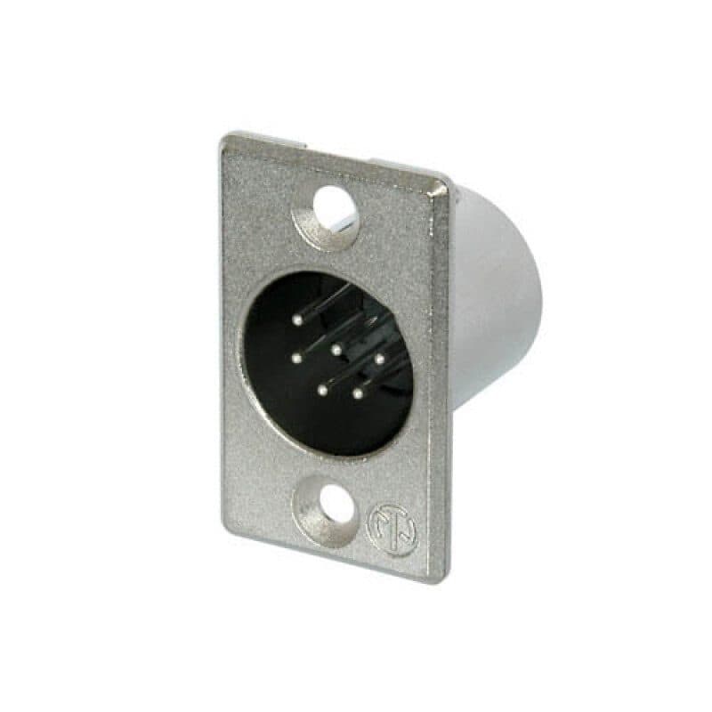 Connettore XLR maschio 6 poli da pannello nickel argento Serie P - NEUTRIK NC6MP