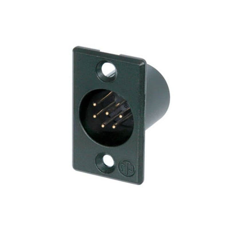 Connettore XLR maschio 6 poli da pannello nero oro Serie P - NEUTRIK NC6MP-B