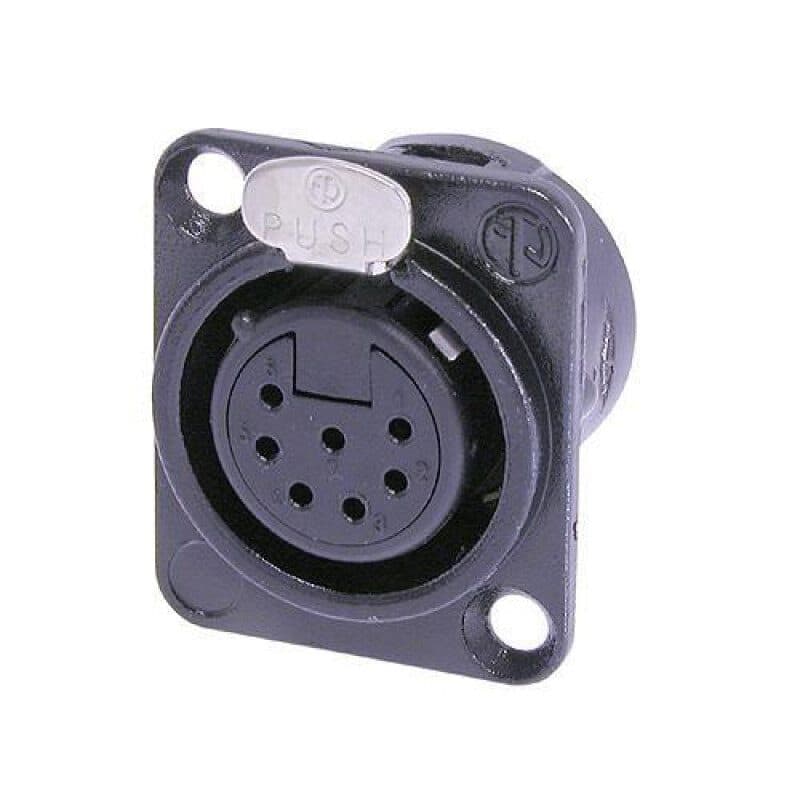 Connettore XLR femmina 7 poli da pannello nero contatti oro - NEUTRIK NEU-NC7FD-L-B-1