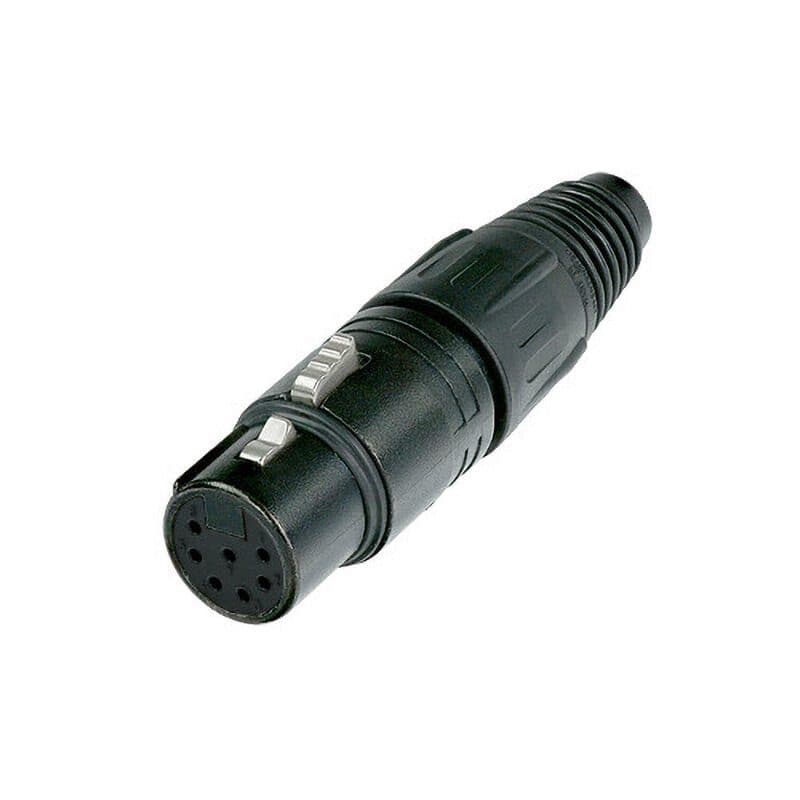Connettore XLR volante 7 poli femmina, metallo nero, contatti argento - NEUTRIK NEU-NC7FX-BAG