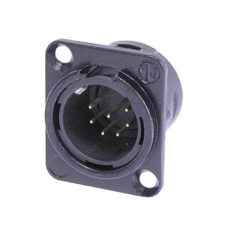 Connettore XLR maschio 7 poli da pannello nero contatti oro - NEUTRIK NEU-NC7MD-L-B-1