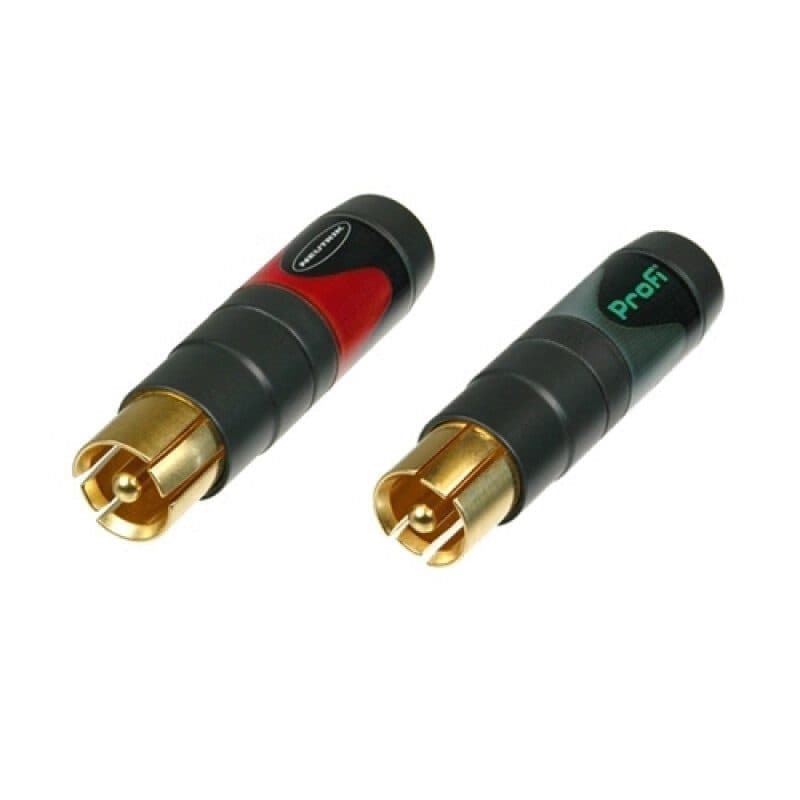 Coppia connettori RCA maschio rosso e nero, contatti dorati - NEUTRIK NEU-NF2C-B/2
