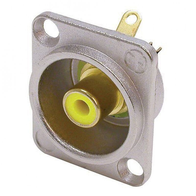 Connettore RCA femmina da pannello, isolante giallo, contatti dorati - NEUTRIK NEU-NF2D-4
