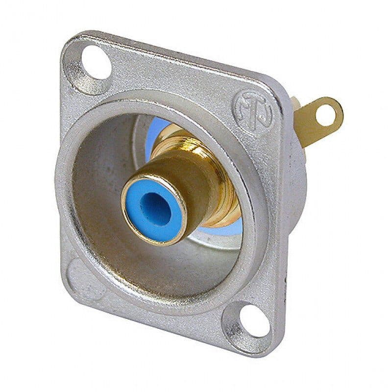 Connettore RCA femmina da pannello, isolante blu, contatti dorati - NEUTRIK NEU-NF2D-6