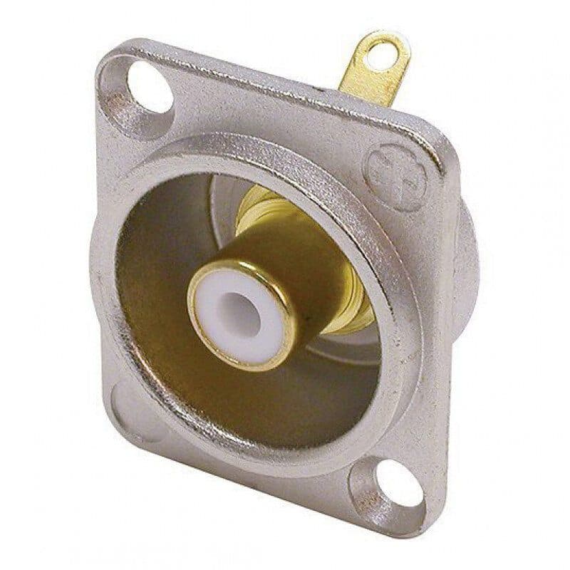 Connettore RCA femmina da pannello nickel isolante bianco - NEUTRIK NEU-NF2D-9