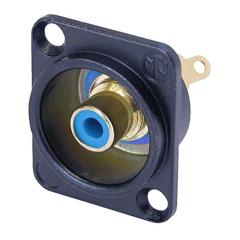 Connettore RCA femmina da pannello cromato nero isolante blu - NEUTRIK NEU-NF2D-B-6