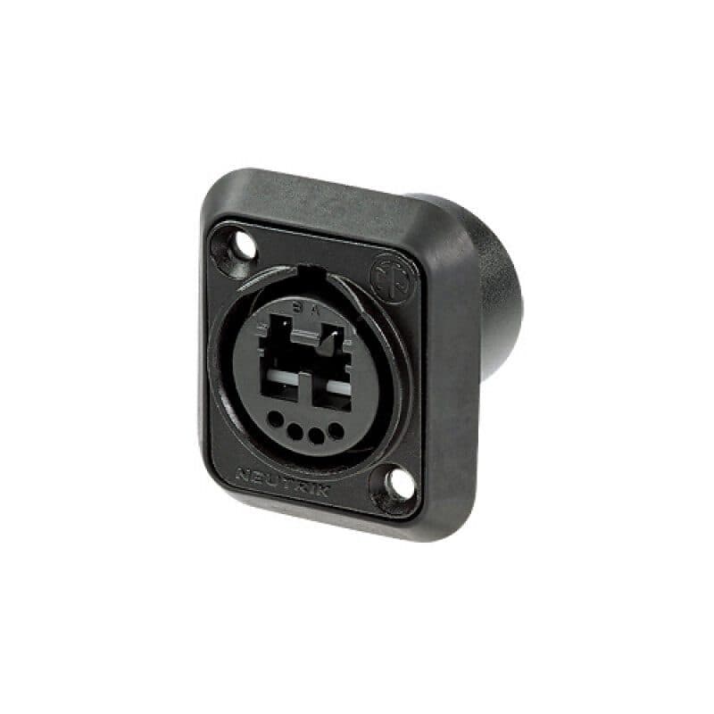 Panel mount opticalCON LC Duplex 4-pole connector black IP65 SMPTE - NEUTRIK NEU-NO2-4FDW-1-A