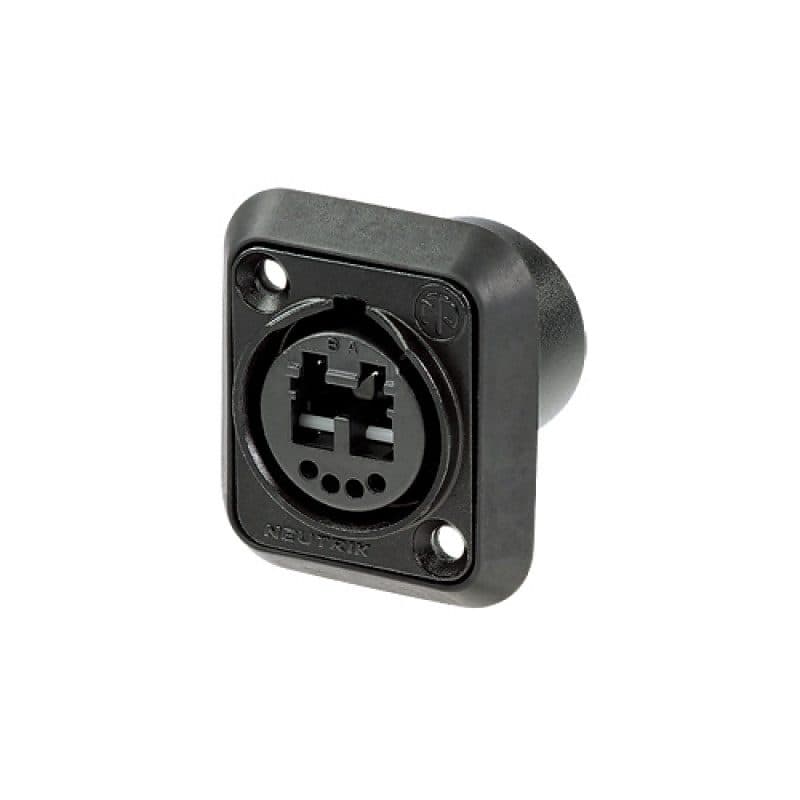 Panel mount connector opticalCON LC Duplex 4 pole black IP65 - NEUTRIK NEU-NO2-4FDW-A