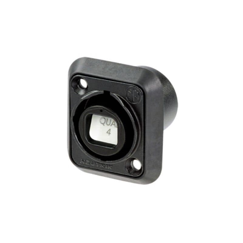Panel-mount connector opticalCON QUAD 4 pole black IP65 - NEUTRIK NEU-NO4FDW-A