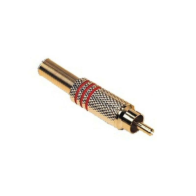 Connettore RCA maschio dorato contrassegni rossi - RONDSON RON-00359