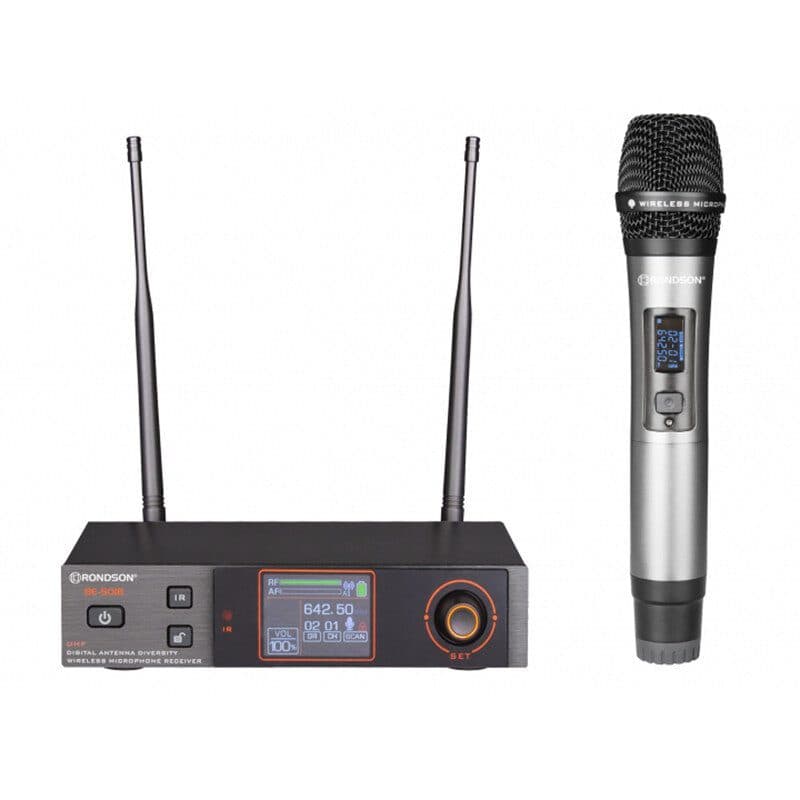 Radiomicrofono palmare UHF True Diversity sync IR uscita XLR - RONDSON RON-02006