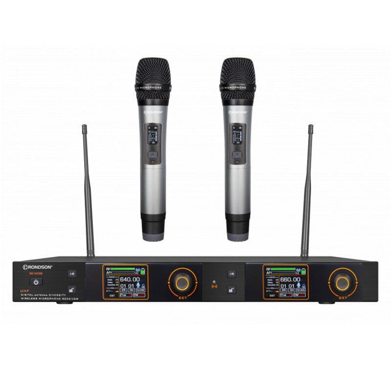Kit 2 radiomicrofoni palmari UHF True Diversity rack 19" - RONDSON RON-02154