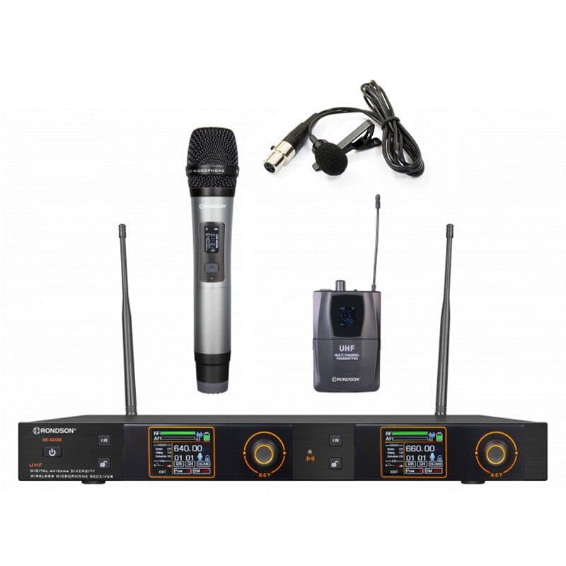 Radiomicrofono UHF palmare bodypack lavalier rack 19 pollici - RONDSON RON-02155
