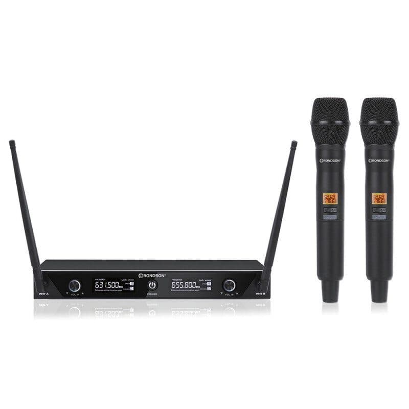 Set 2 radiomicrofoni UHF 2ch PLL 664,1/687,1MHz BE-1020 - RONDSON RON-02522-1