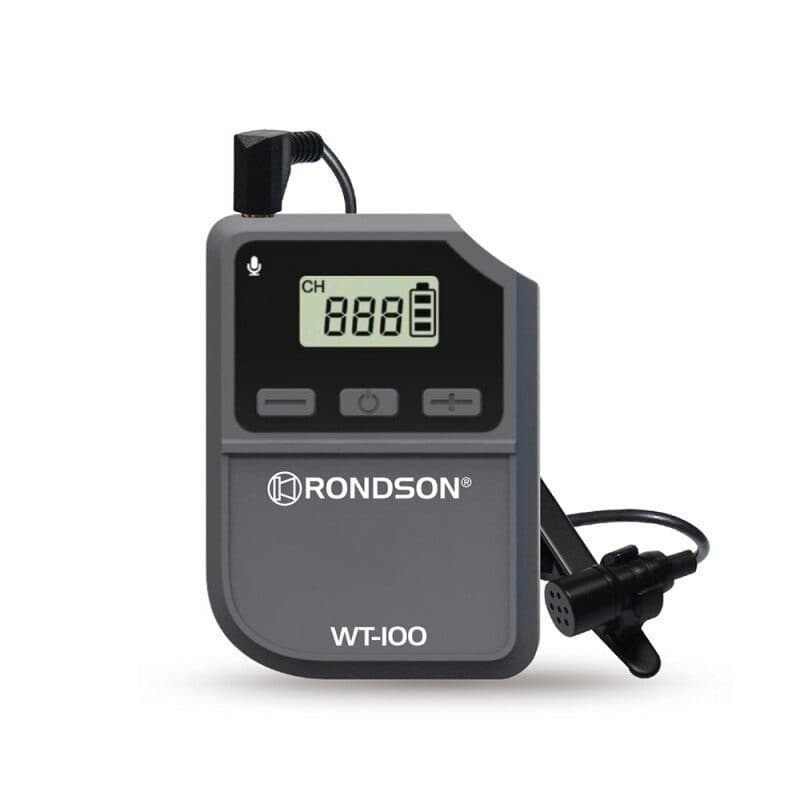 Trasmettitore bodypack WT-100T lavalier LCD micro-USB 32 h - RONDSON RON-02533
