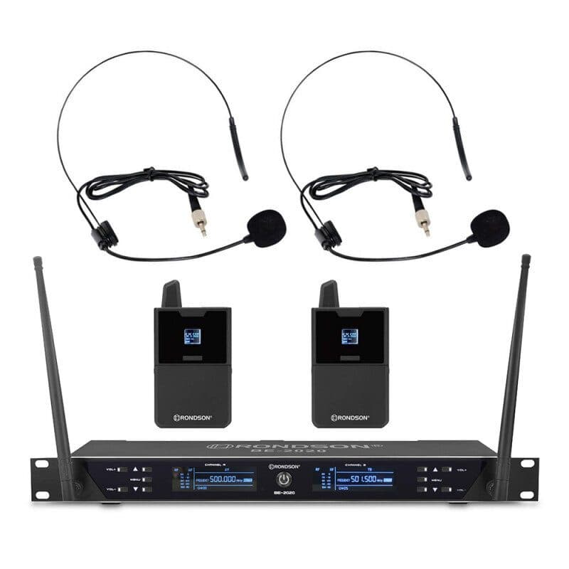 Radiomicrofono UHF 2 canali 2 bodypack lavalier/archetto - RONDSON RON-02591