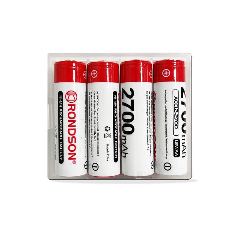 Confezione 4 batterie NiMH ricaricabili AA 1,2 V 2700 mAh - Rondson RON-02614