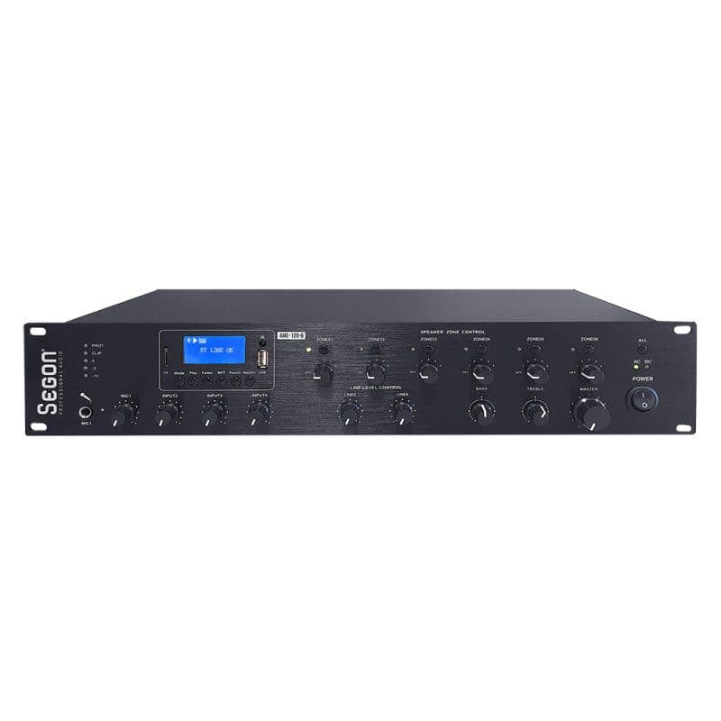 Amplificatore mixer 120W 6 zone 100V FM Bluetooth USB/SD - SEGON PROFESSIONAL AUDIO AME-120-6 RON-02630