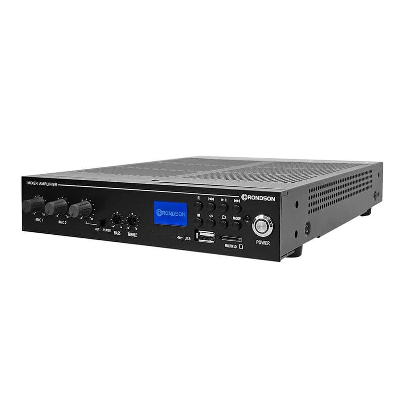 Amplificatore mixer 60W 70/100V e 4 ohm 1U Bluetooth USB AM/FM - RONDSON RON-02726