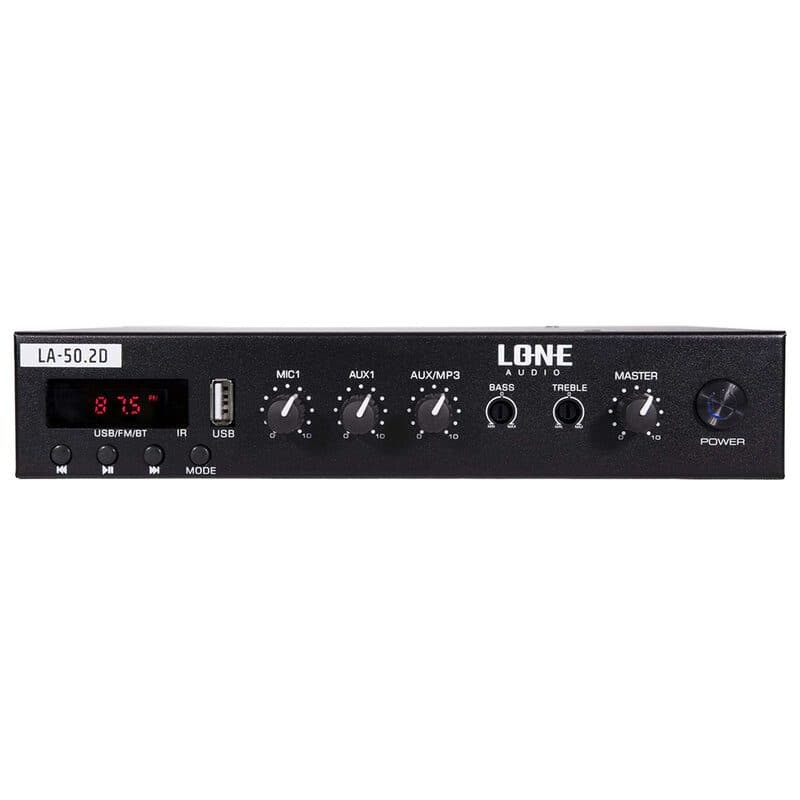 Amplificatore mixer stereo 2x50W 4 ohm USB Bluetooth FM - LONE AUDIO RON-02857