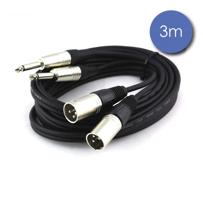 Cavo stereo 2x XLR 3-pin maschio - 2x jack mono maschio, 3 m, Neutrik - POWER ACOUSTICS CAB 2111