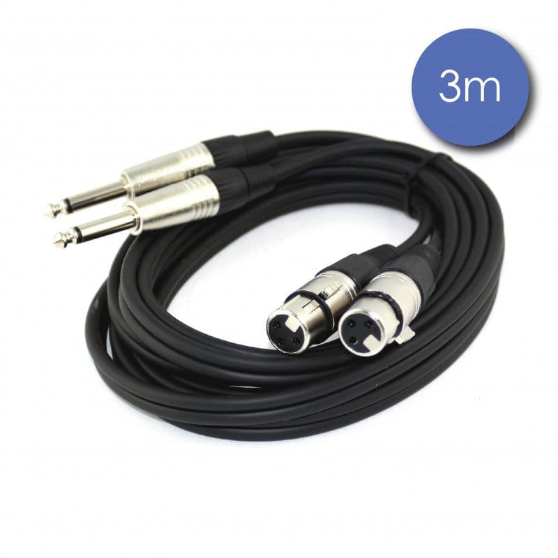 Cavo stereo 2x XLR 3-pin femmina - 2x jack mono maschio, 3 m, Neutrik - POWER ACOUSTICS CAB 2113