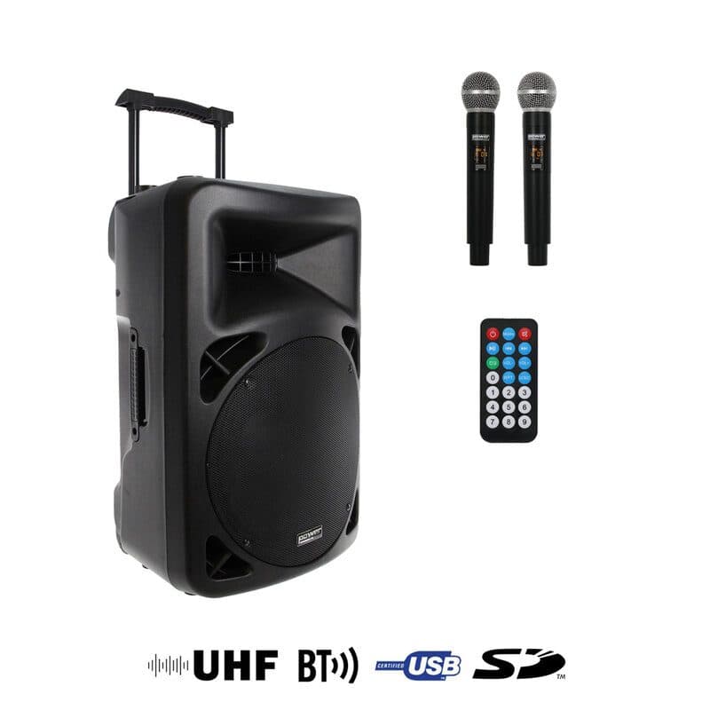 Diffusore portatile 300W con microfoni UHF e trolley - Power Acoustics SOG-1100_BE_9515_ME_G2