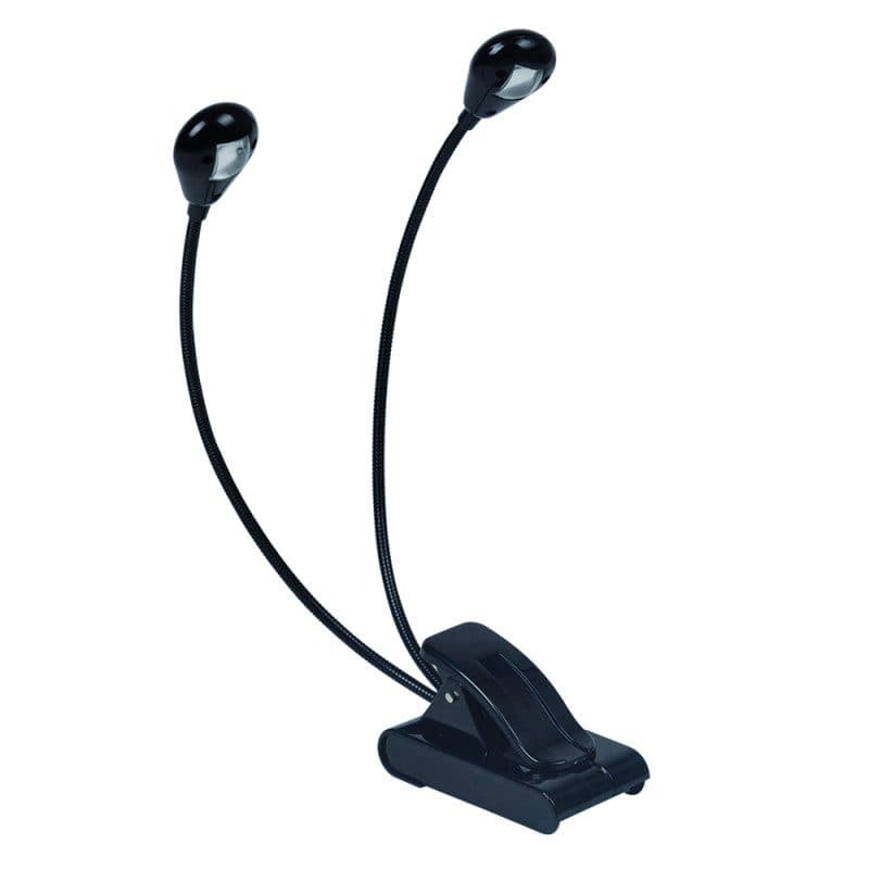 Lampada da scrivania LED doppio riflettore, clip e bracci flessibili - POWER ACOUSTICS LM 20