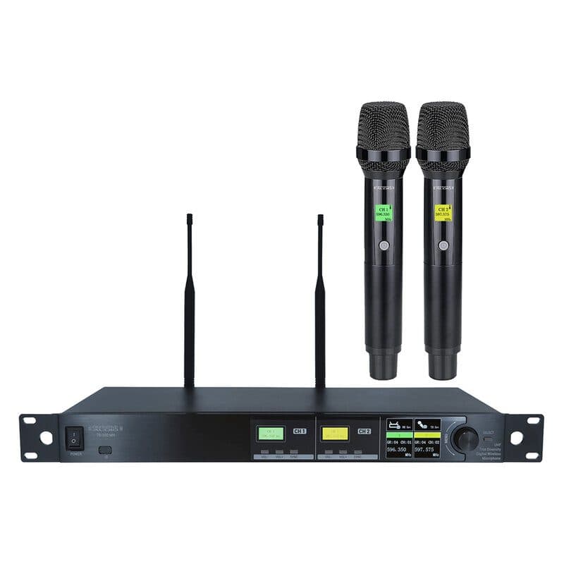 Set radiomicrofoni UHF doppio a mano con ricevitore rack True Diversity - DEFINITIVE AUDIO TD 200 MH