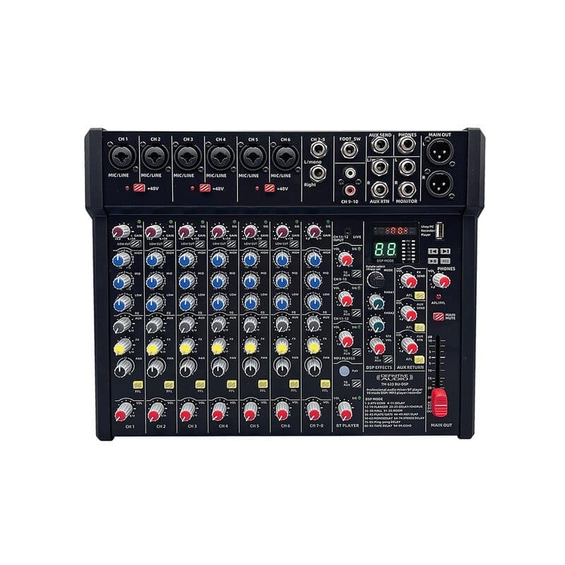 Mixer analogico 12 canali Bluetooth USB DSP ausiliari - DEFINITIVE AUDIO TM 633 BU-DSP