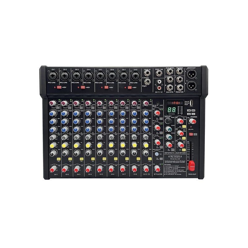 Mixer analogico 14 canali 8 Combo Bluetooth USB DSP - DEFINITIVE AUDIO TM 833 BU-DSP