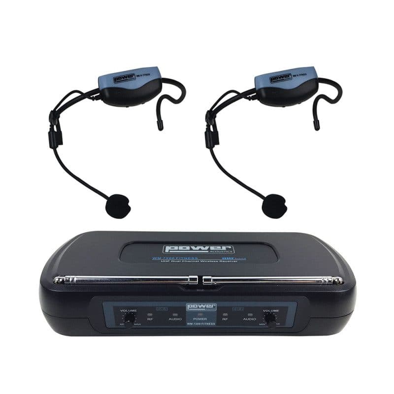 Set radiomicrofoni ad archetto fitness con ricevitore doppio - POWER ACOUSTICS WM 7200 FITNESS